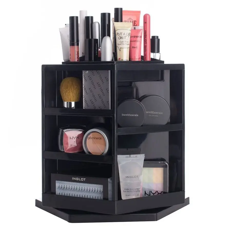 Hot Sale ABS Rotating Cosmetic Storage Box Plastic 360 Degree Rotating Makeup Organizer