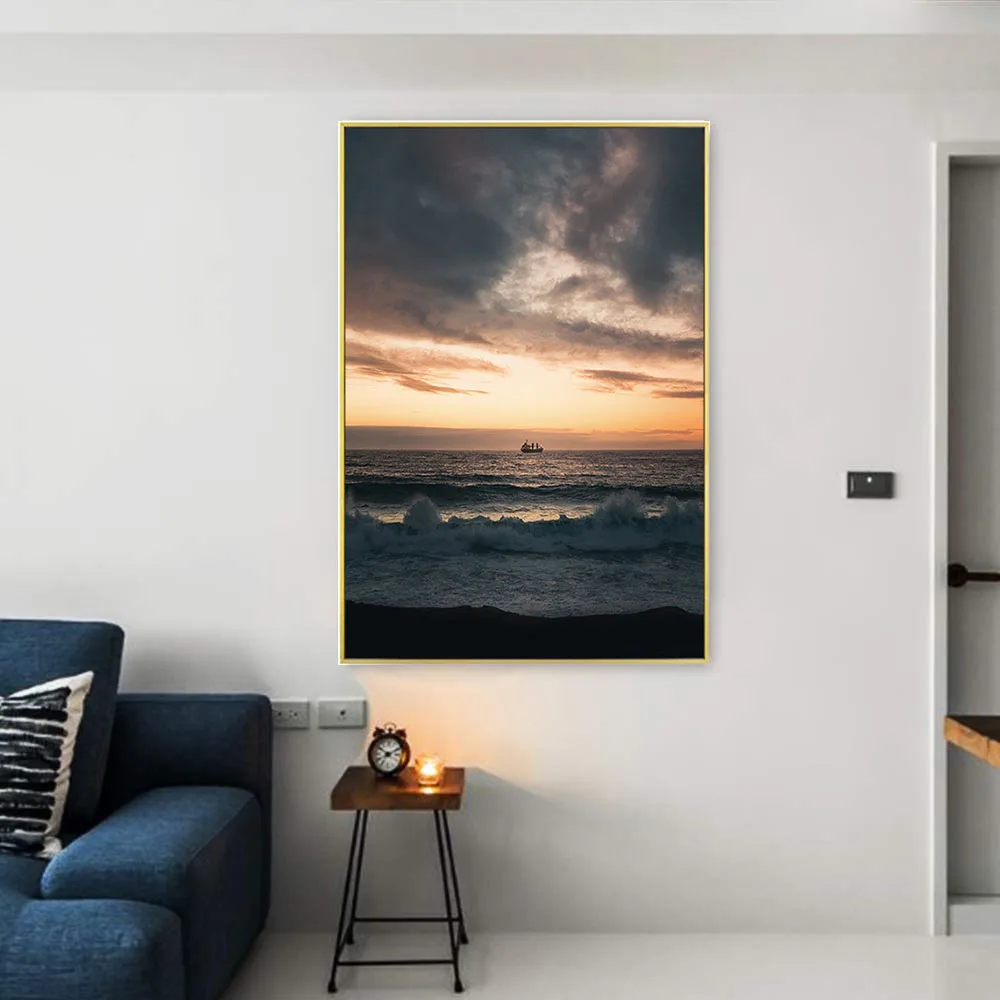 Custom Reality Sunset Seaside London Street Buildings Landscape Paintings HD Prints Art Work