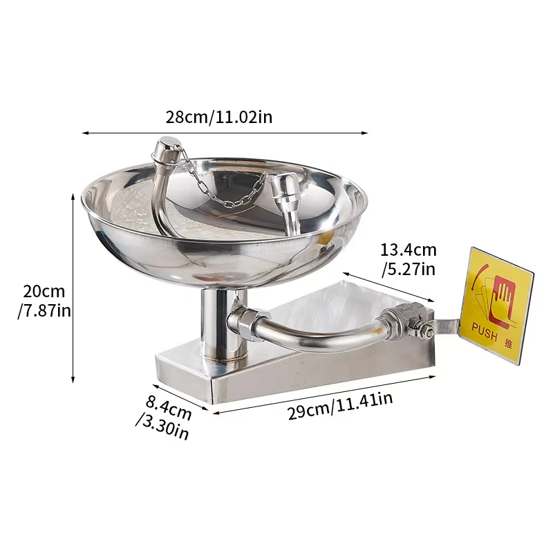 High Quality Professional Wall Mounted Industrial Stainless Steel Lab Fitting Safety Emergency Eye Wash Station