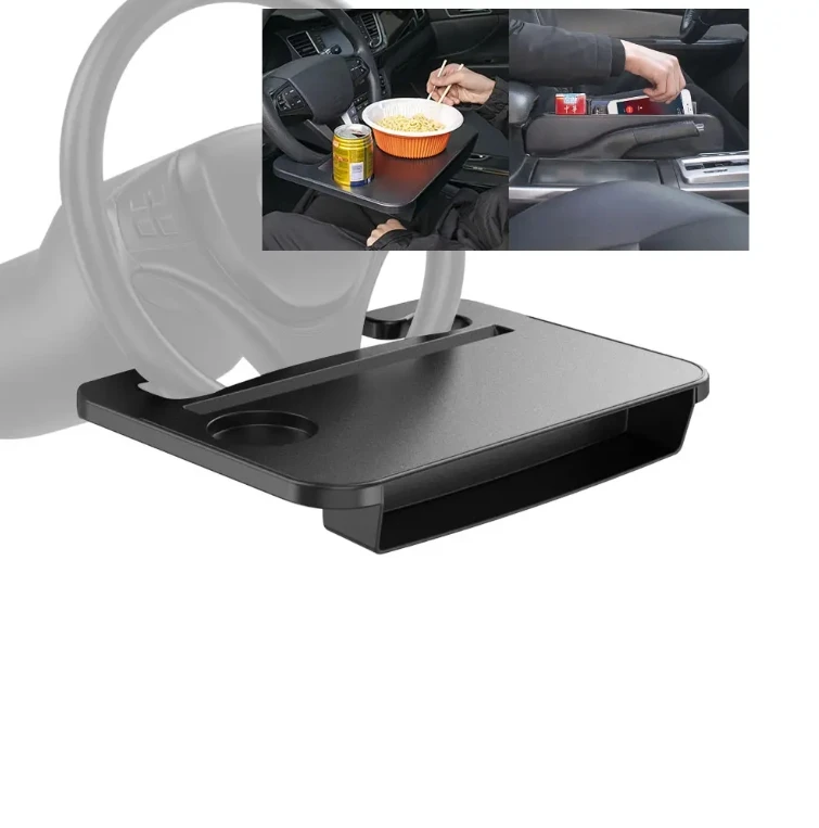 New ABS Anti-Slip Steering Wheel Tray Car Interior Dining Desk Laptop Desk Seat Gap Storage Box Custom Model Car Accessories