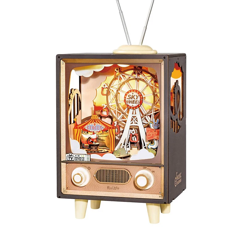 Игрушки Robotime Rolife AMT01 Sunset Carnie Music Box DIY миниатюрный дом 3D деревянные пазлы для взрослых