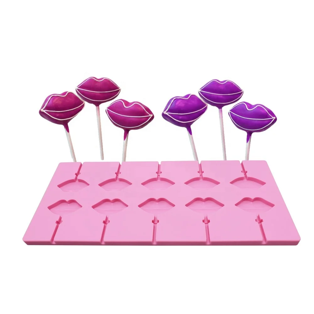 AK Lip Kiss Lollipop Molds Chocolate Hard Candy Silicone Mold DIY Tools for Bakery Kitchenware SM-1628