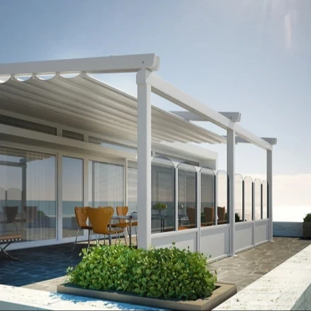 Wholesale Outdoor LED Bioclimatic Systems Pergola Folding Awning Canopy Electric Smart Automatic Aluminum Retractable Pergola