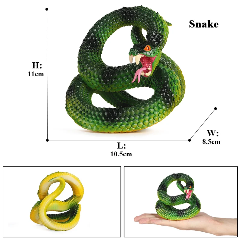 Oenux Wholesale PVC Wild Animal Action Figures Snake Model Figurines Party Decoration Kids Xmas Halloween Gift With Box