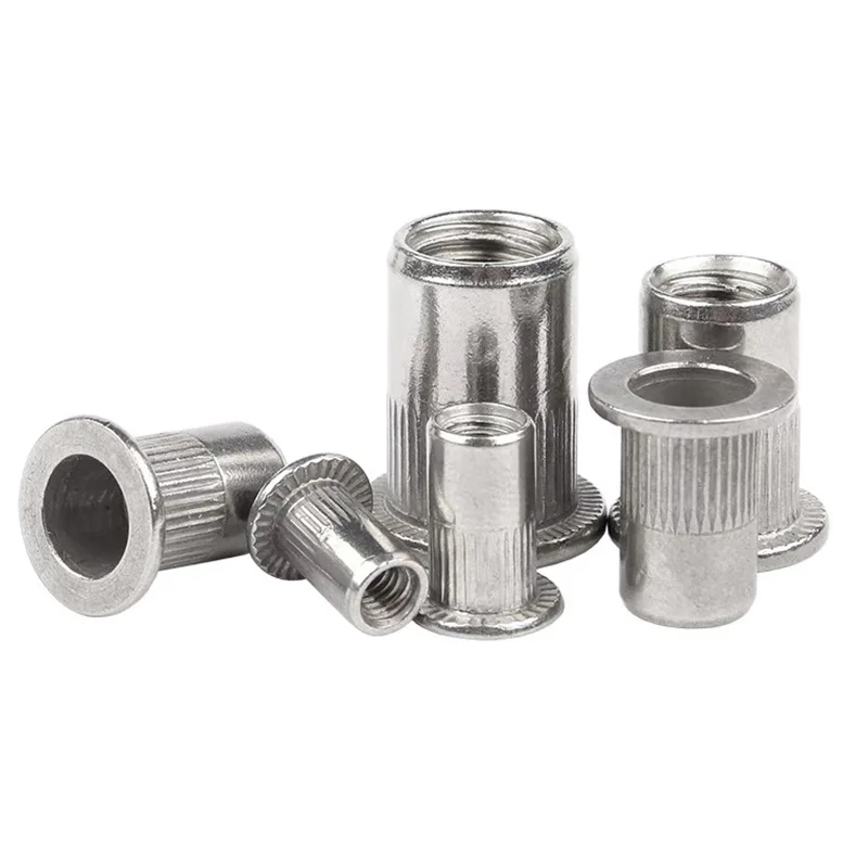 Stainless Steel 304 Surface Flat Head Rivet Threaded Into The Nut Knurled Body