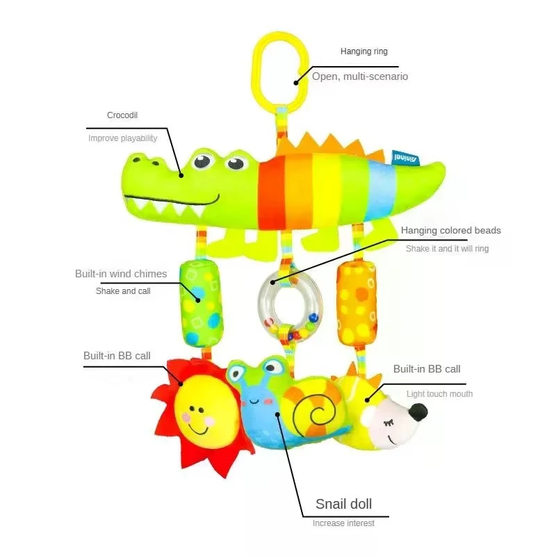 Jumon Custom Baby Car Seat Toys Rear Teether and Crinkle Travel Infant Tummy Time Toys Babies Car seat Toy for Newborns Gifts