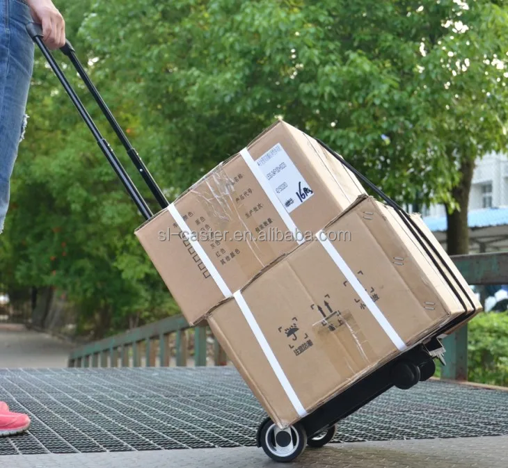 easy carry folding hand cart 40kgs lightweight portable shopping hand trolley L230xW320mm mini size retractable dolly cart