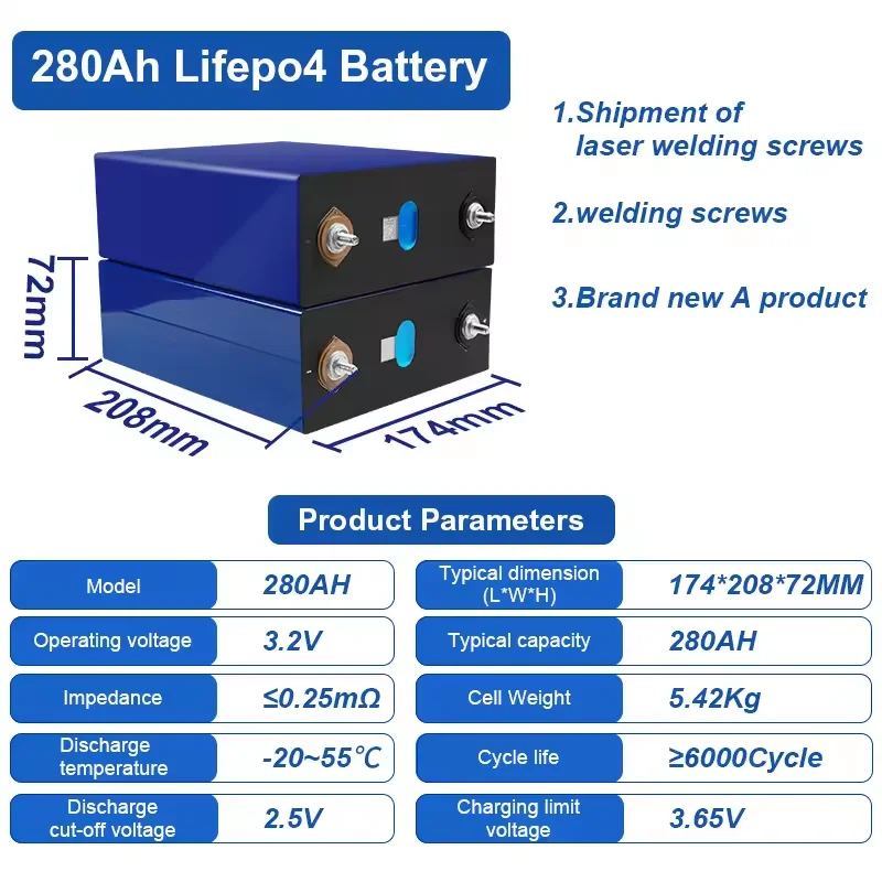 LF280K Lifepo4 Lion Li-ion Lithium Battery Cell Lifepo 280Ah Grand A Recharge LFP DIY Solar Energy 8000 cycle