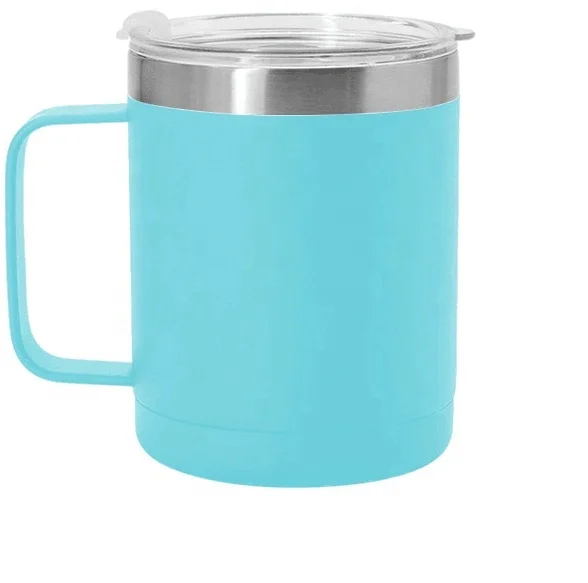 10oz custom logo stainless steel insulated thermo camping travel coffee mug tumbler with handle