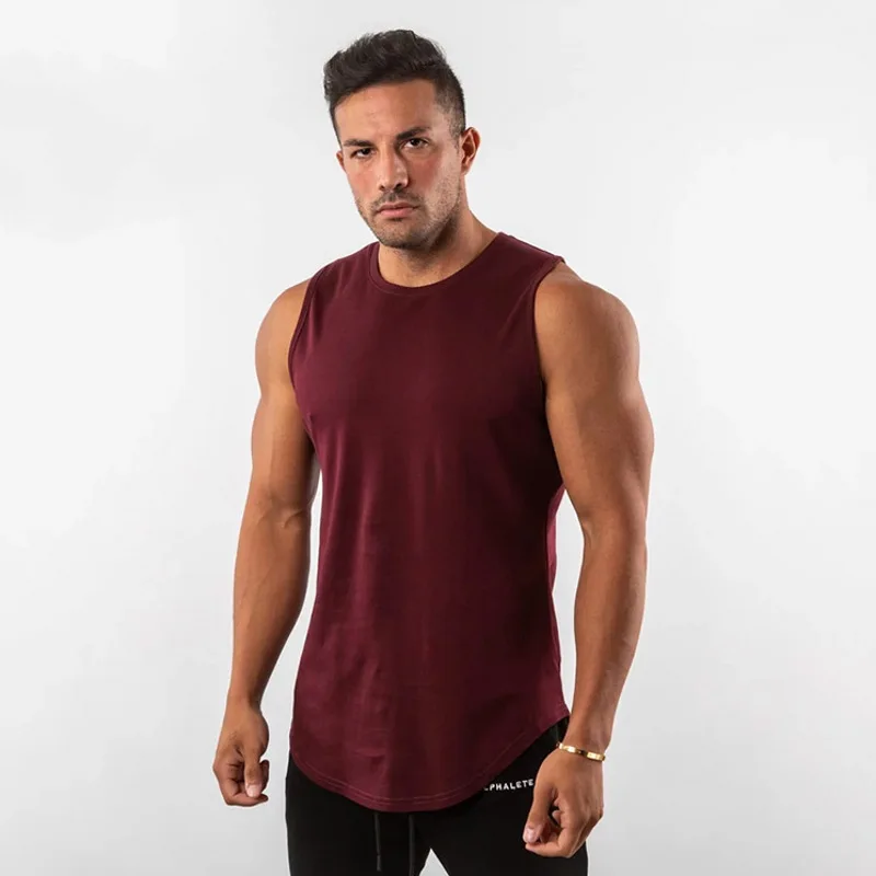 Custom Cotton Workout Tank Top For Men Fit Summer Muscle Singlet Sleeveless Travel Vest Plus Size Gym Cut Off Mens Tank Top