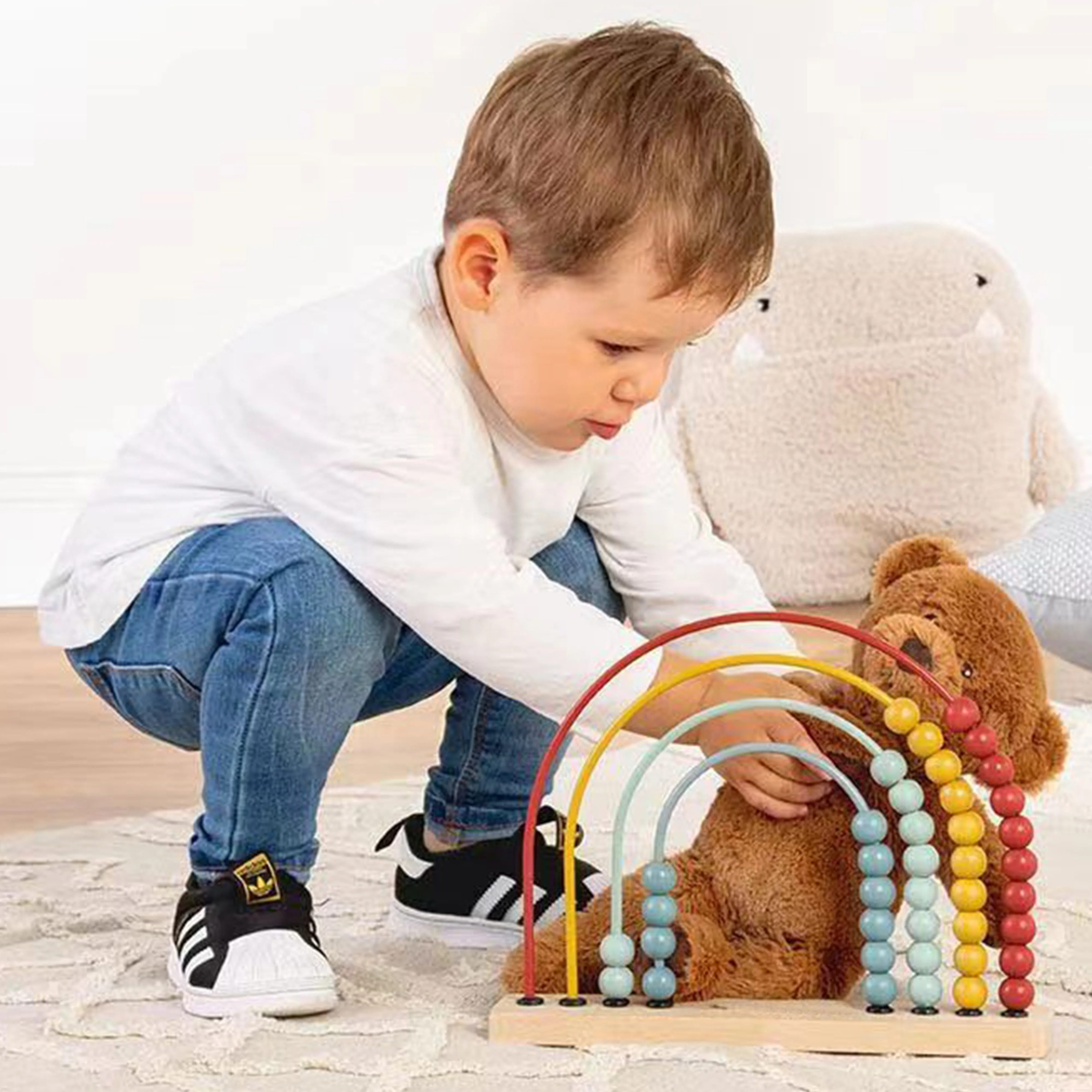 Wooden Abacus for Kids Math Counting Toy Made of Wooden Beads and Rack Children Wood Number Counters for Teaching Addition