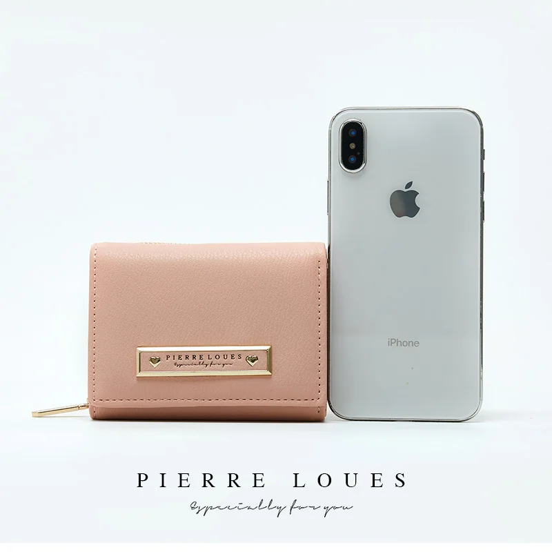Pierre Loues Female  Fashion Short Coin-Pocket Zipper PU Leather Clutch Wallet