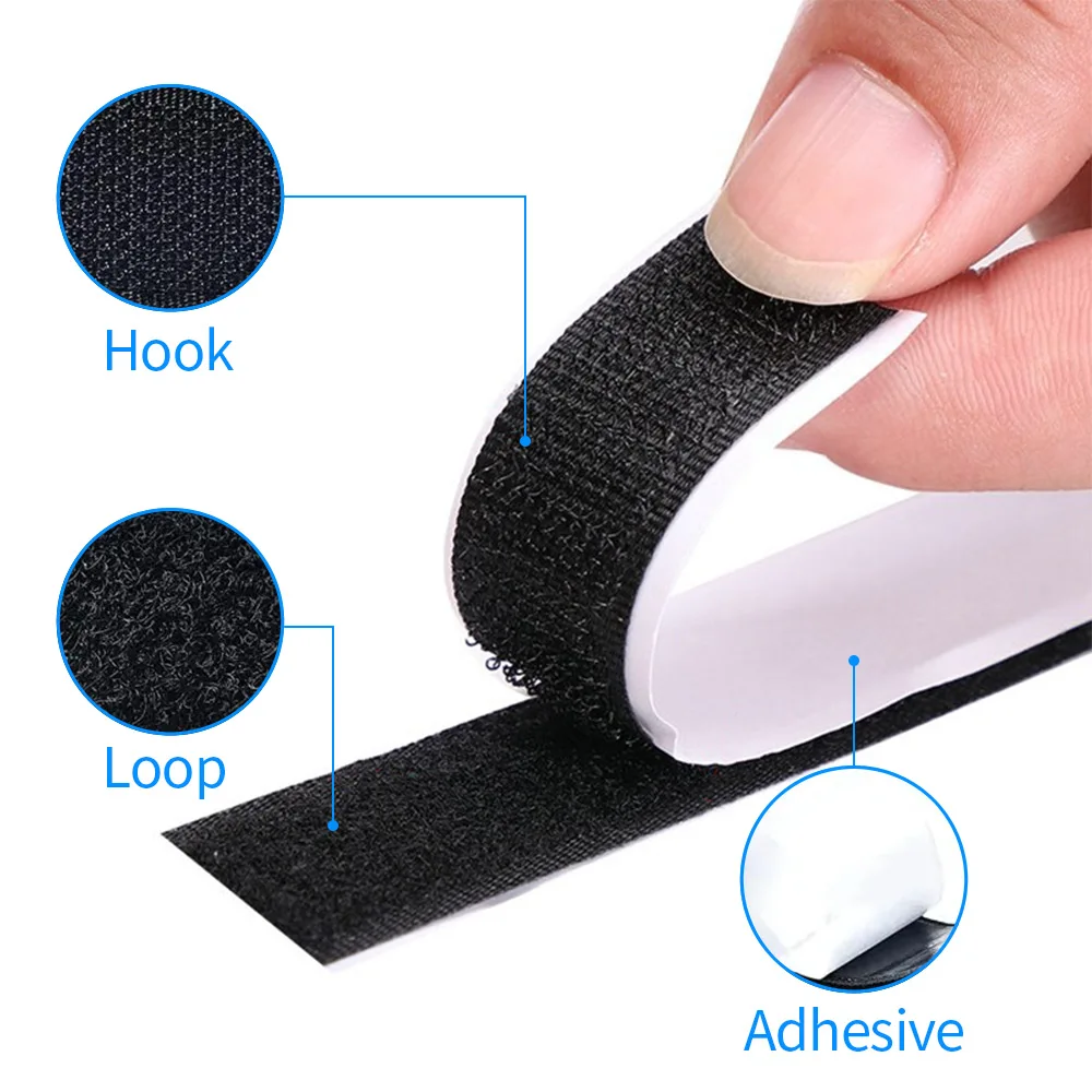 Color Tape Hook and Loop Tape Waterproof  Shoes Black White Colorful Double Sided Tape Heavy Duty Velcro