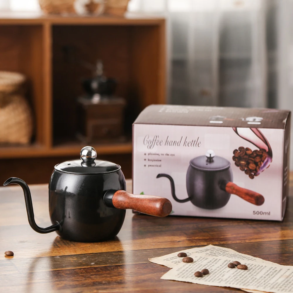 LIHONG 500ml Wholesale Black Coating Stainless Drip Tea Hand Pour Over Gooseneck Kettle Arabic Turkey Coffee Pot