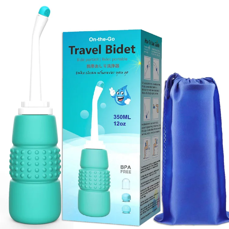Бутылка для биде для путешествий, портативный распылитель для биде 350 мл, Ручной Биде, личная гигиена, очень длинная труба и 2 распылителя