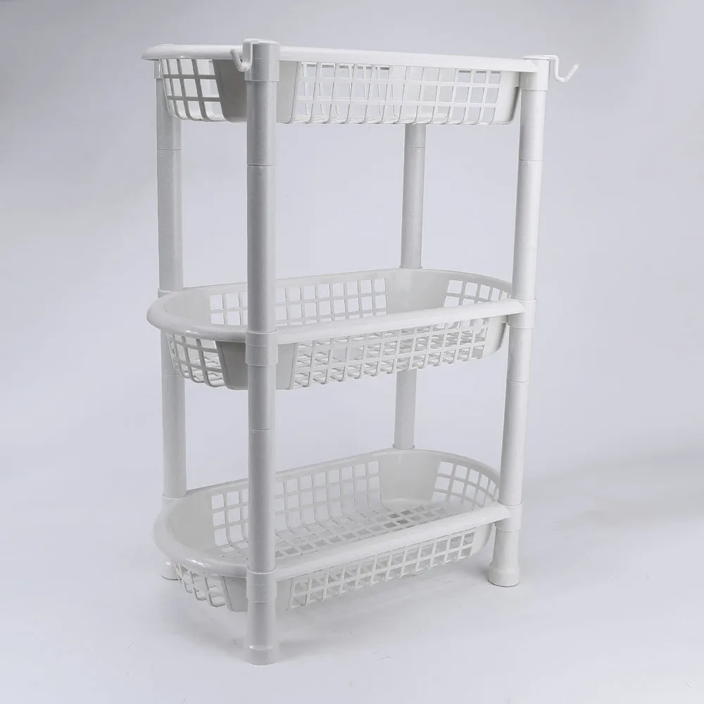 Kitchen Organizer Storage Rack 4-Layer Oval Shape Plastic Bathroom Shelves 4 Tier Folding Plastic Shelving Unit