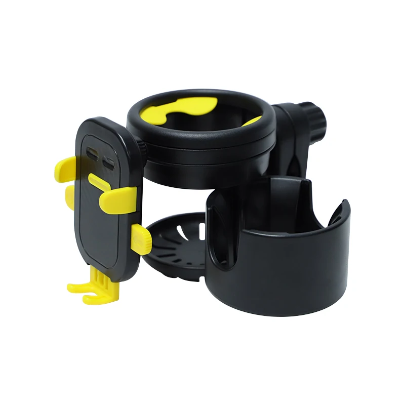 Baby Stroller 360 Degree Rotation 3 In 1 Cup Holder With Phone Holder ABS Material Suitable For Bicycles Motorcycles Wheelchairs