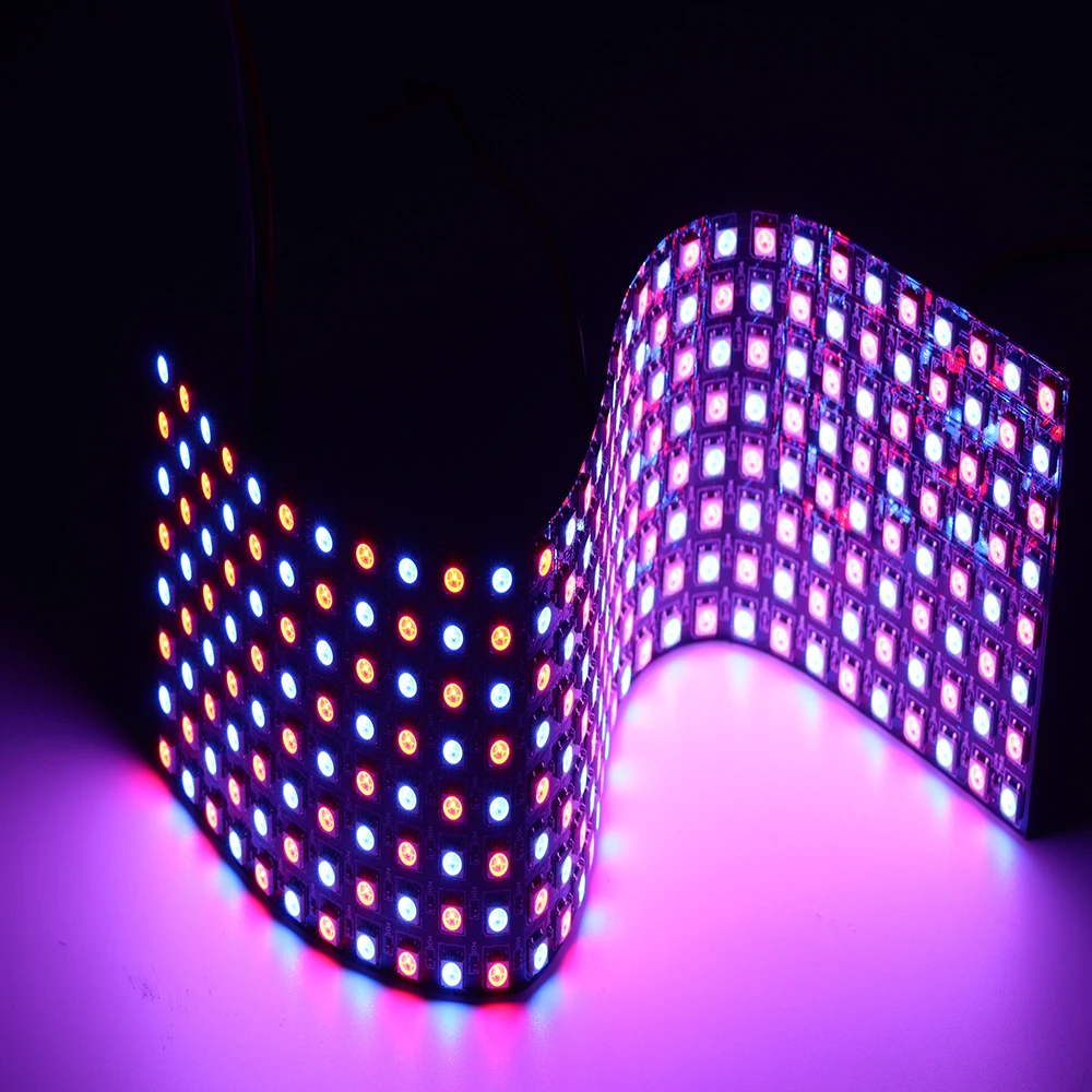 black pcb 8x32 pixel pitch 10mm, RGB ws2812 flexible led dot matrix