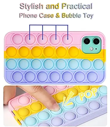 Factory Custom Pop It Phone Case Fidget Toys Silicone Protection Cover Case for iPhone8 7 6