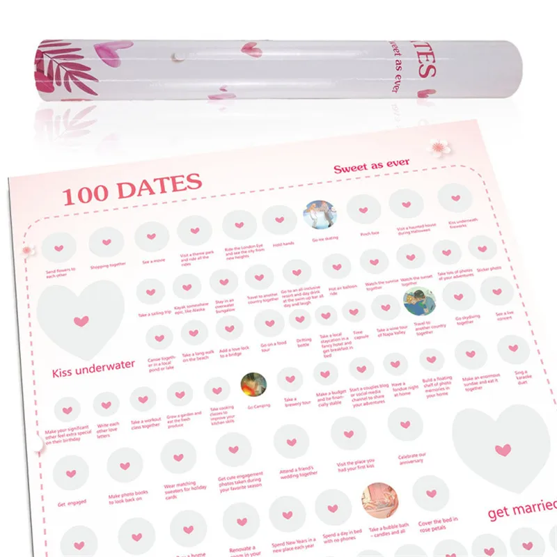 100 things Bucket List Scratch Off Poster for couples 100 Dates Scratch Off Poster scratch off adventures and family night