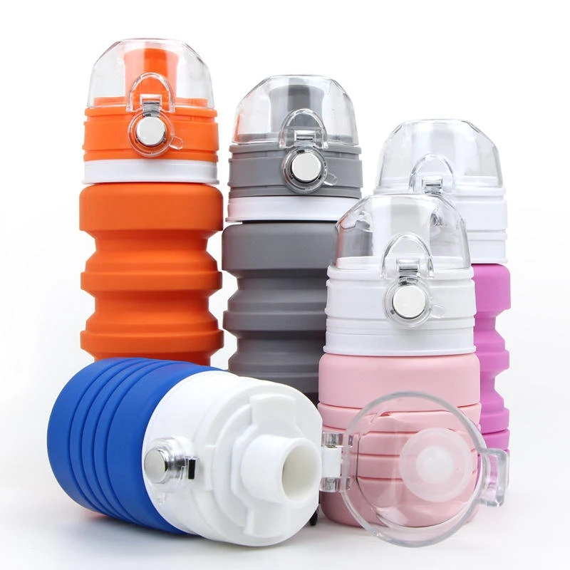 400ml Portable Collapsible Water Bottle Eco Friendly Food Grade Sport Travel School Silicone Folding Water Bottle