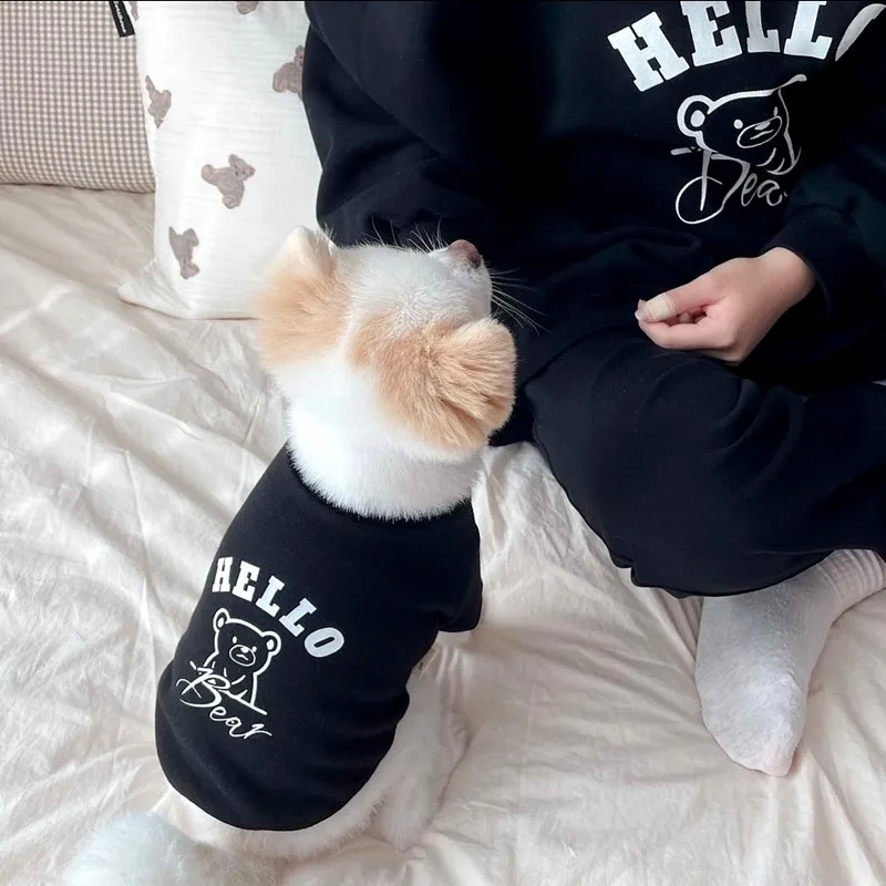 Wholesale Spring Pet Fashions Dog T-shirt Bear Dogs Clothes Cotton Small Medium Dogs Vest Matching Pet and Owner Clothes Costume