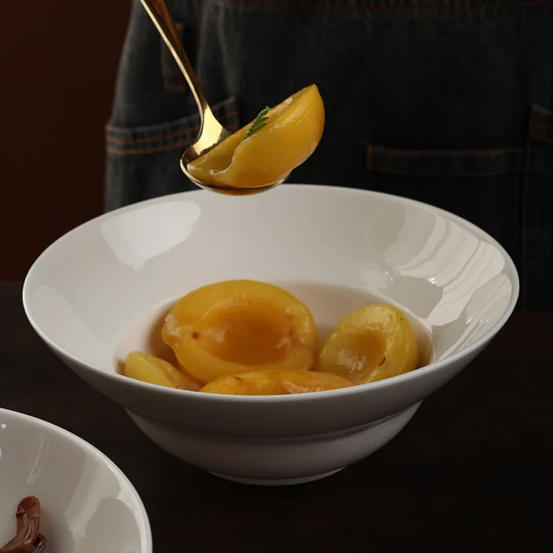 Wholesale 8/10 inch porcelain sea food Salad Bowl White dinnerware Porcelain bowl Round for hotel and room