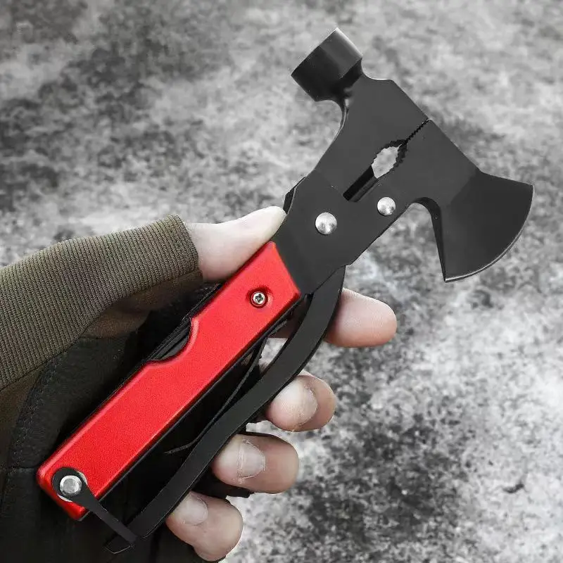 15 In 1 Multitool Camping Survival Hatchet Saw Screwdrivers Pliers Bottle Opener Durable Sheath Knife Axe Hammer