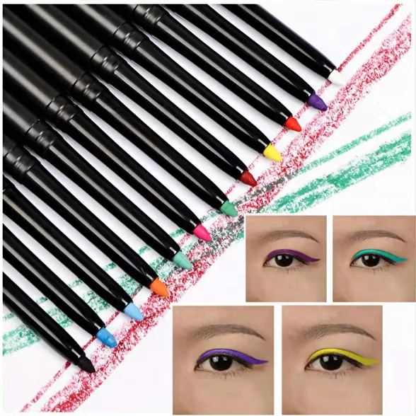 High quality water based durable UV neon colored eyeliner 3 in1 retractable waterproof vegetarian white and multi color eyeliner