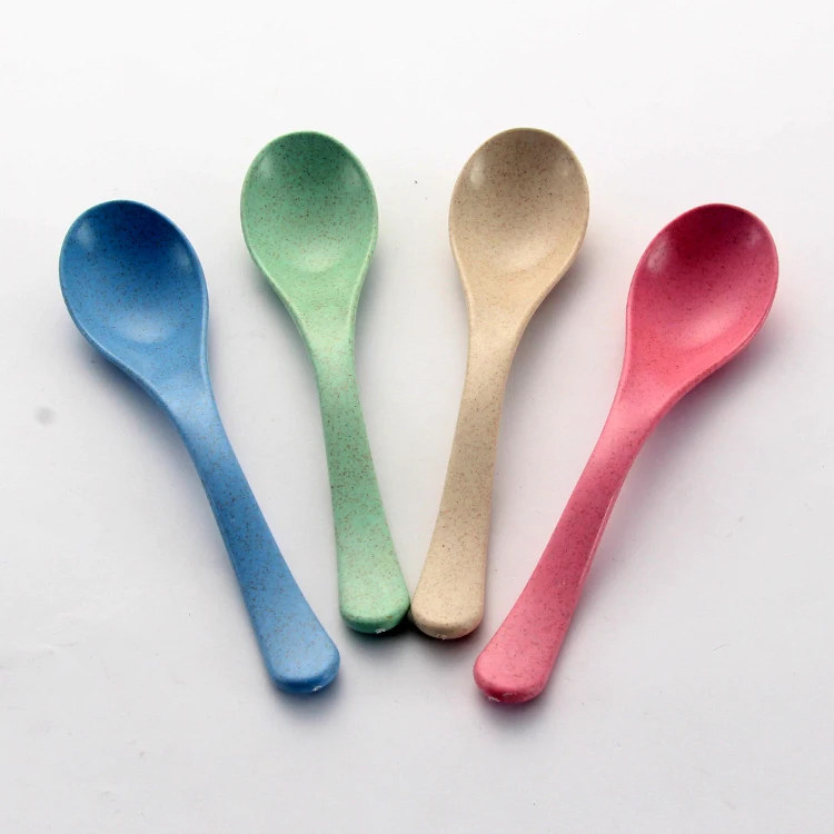 Promotion gift environmentally friendly material 100% Biodegradable Natural Wheat Straw Fiber Rice Soup Spoon