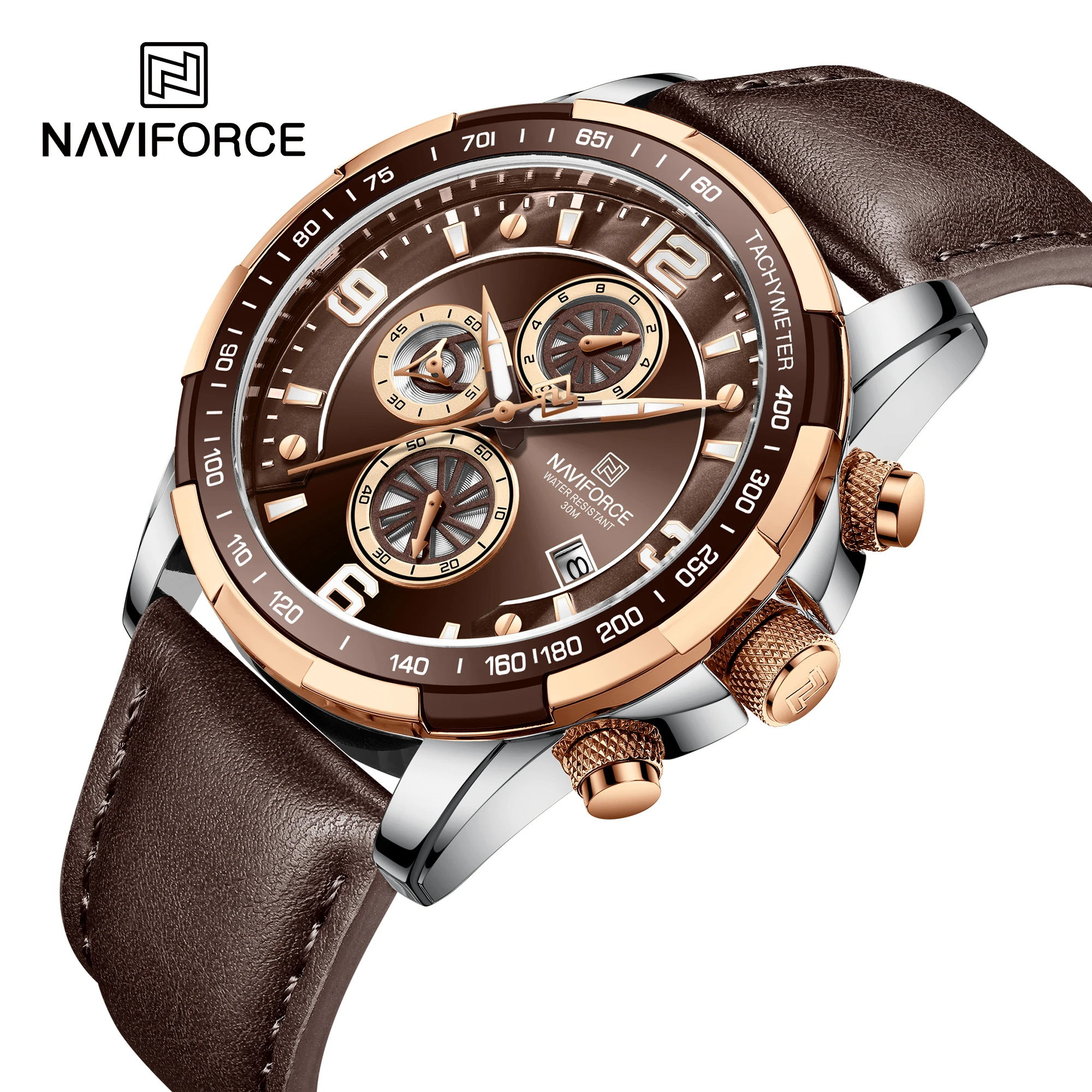 NAVIFORCE 8020L SBBN Роскошные Брендовые спортивные наручные часы хронограф из натуральной кожи с датой кварцевые для мужчин 2022