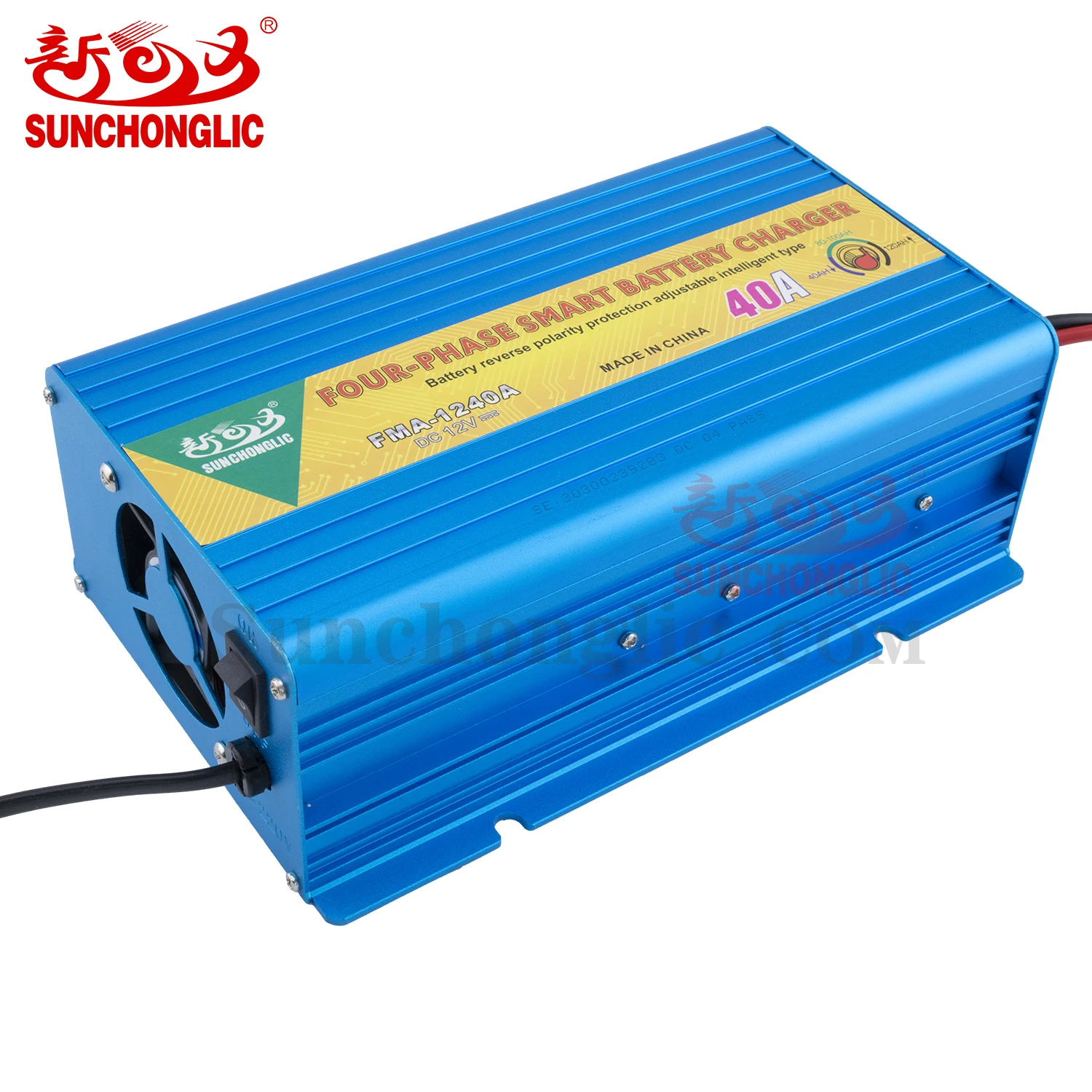 Sunchonglic портативный 40 А четырехфазный 12 В 40 А ac dc свинцово-кислотный аккумулятор зарядное устройство для автомобиля