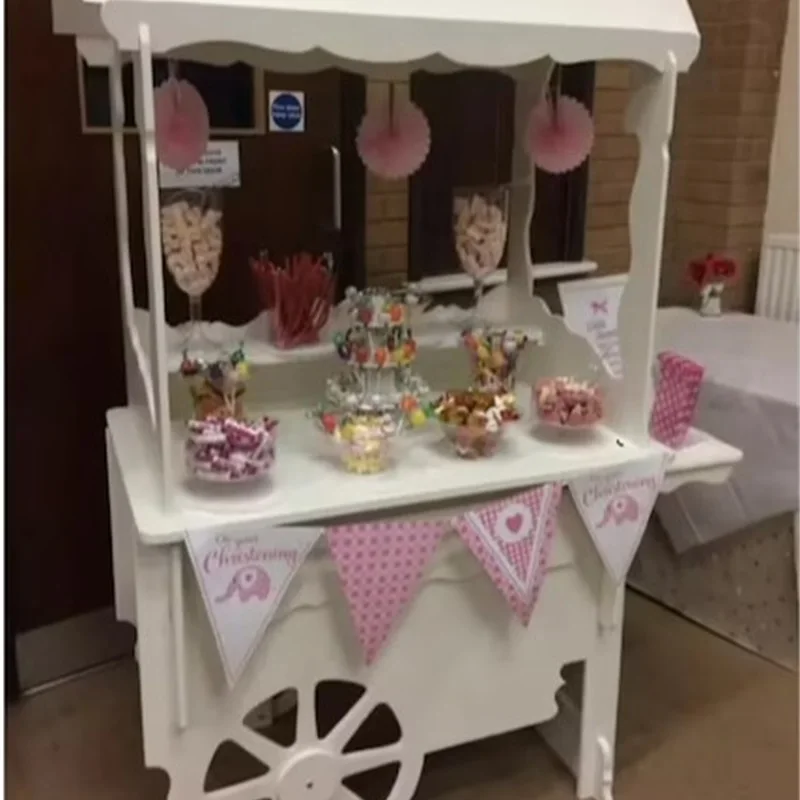 commercial grade flower dessert cake bar white high quality candy acrylic cake display stand candy cart