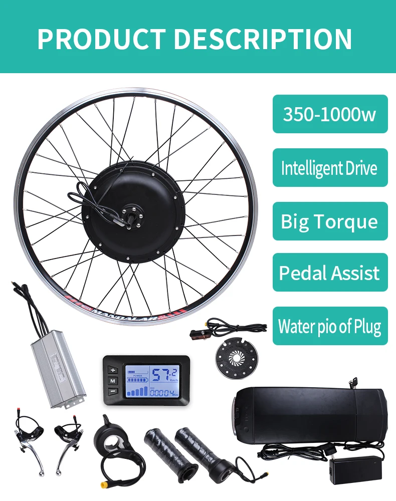 Vtuvia Factory Wholesale Ebike motor 36v 250w 500W 750W  rear wheel e-bike electric bike conversion kit with lithium battery