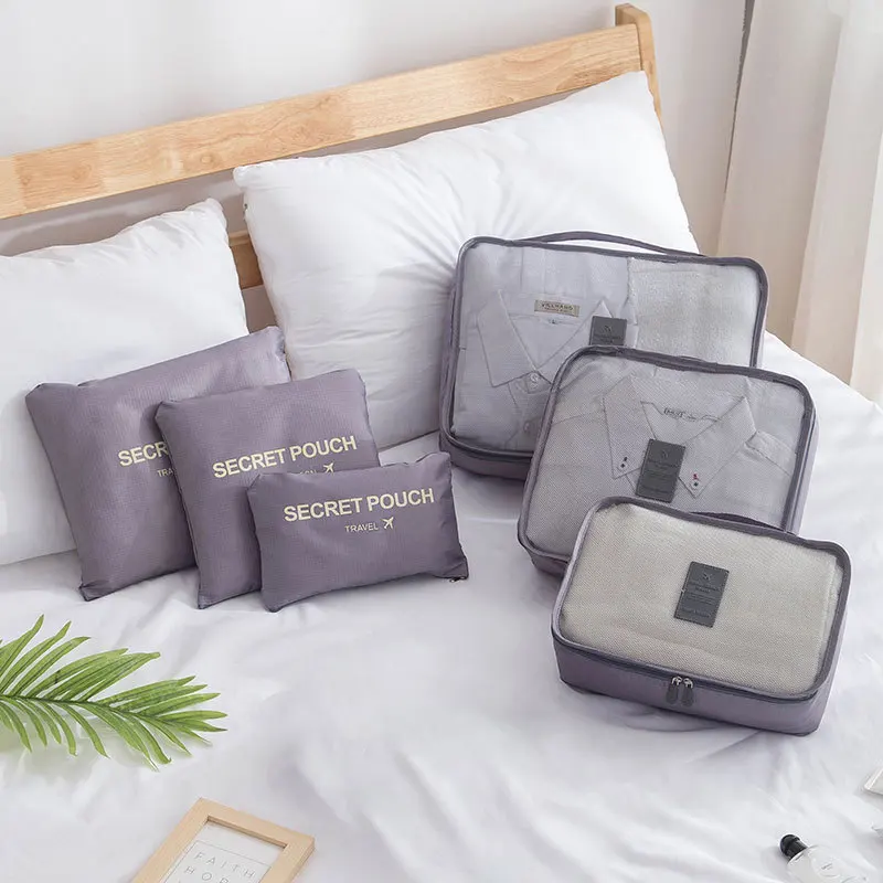 Factory 7Pieces of Sets Portable Clothes Pouch Travel Bag Set Suitcase Organizers Packing Cubes Luggage Organizer for travel