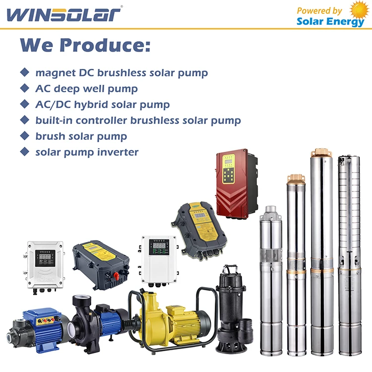 WINSOLAR Bomba De Agua 2Hp погружной Электрический водяной насос высокого давления постоянного тока на солнечной батарее