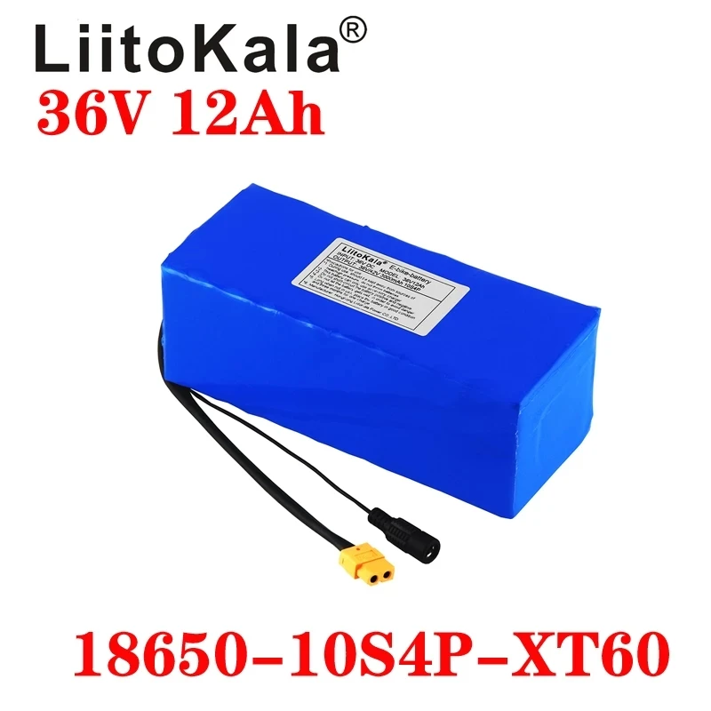 Liitokala 36v 12ah 10s4p lelectric bicycle battery 18650 li-ion battery 500w high power 42v motorcycle scooter xt60 plug