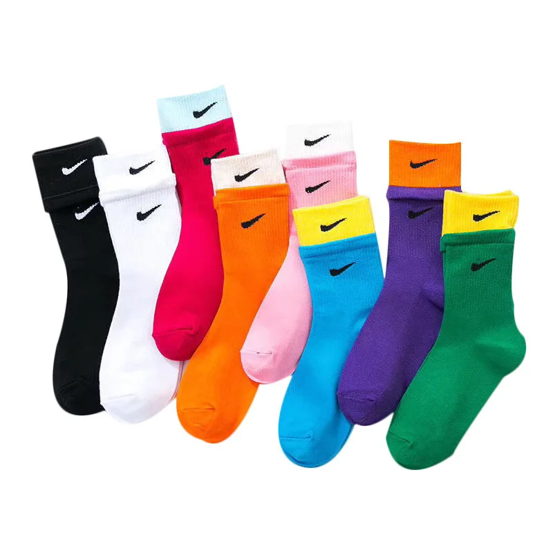 New Rainbow Colored NK Socks 2piece trendy Highquality Unisex Branded Candy TubeSocks Breathable Casual Sports Crew Socks