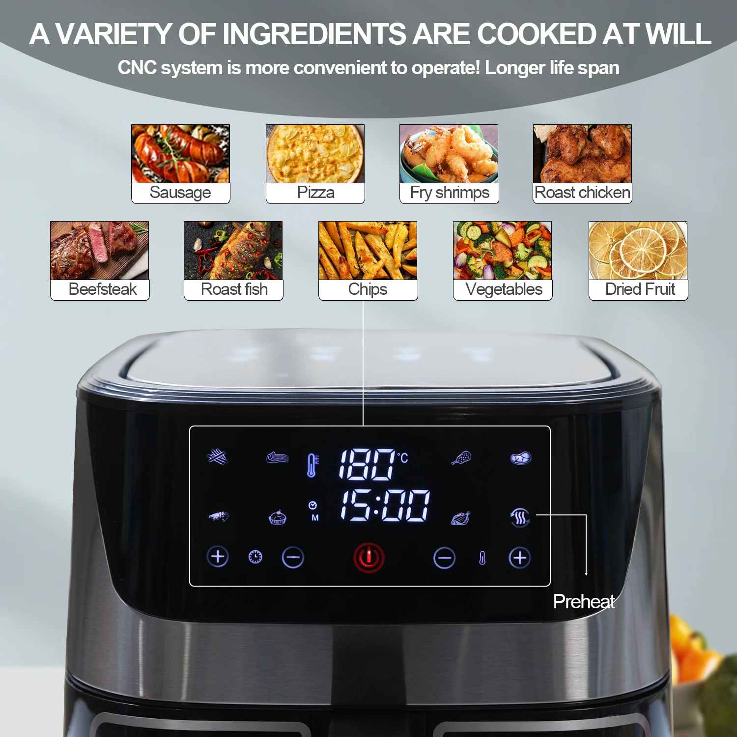 oil-free double small wholesale smart kitchen appliances 8l electr electric deep air fryers manufacturer digital air fryer oven