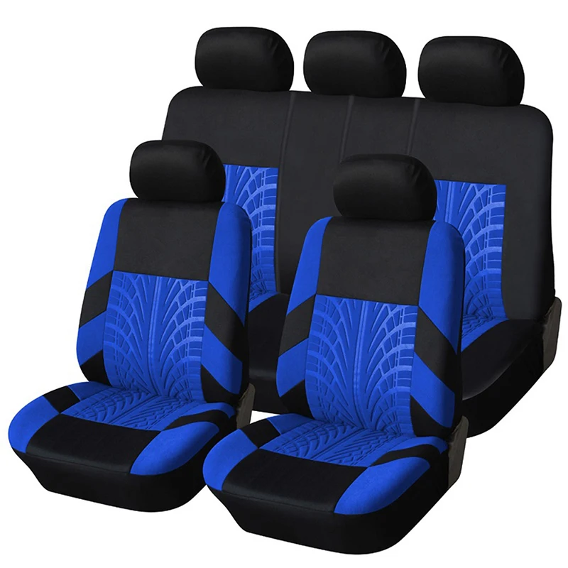Four seasons sports design polyester car seat cover, with tire tracks, suitable for most cars