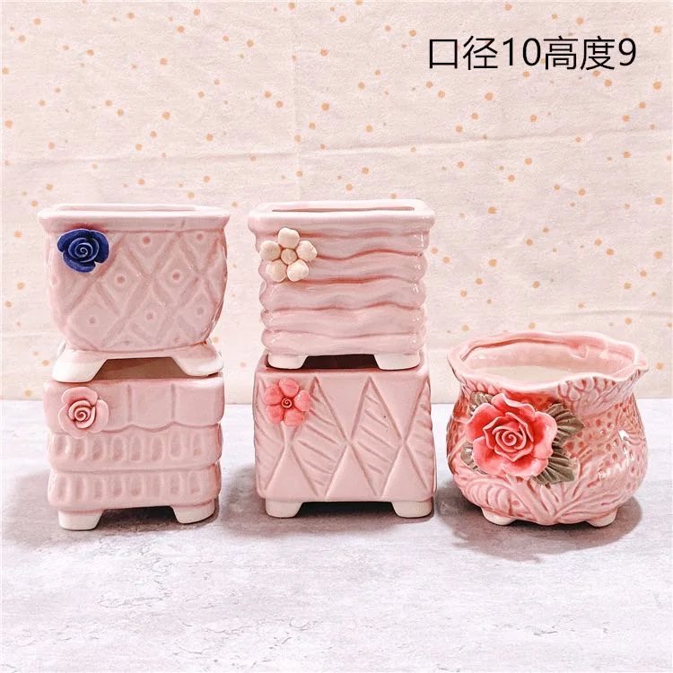 Korean Style Home Desktop Plant Pot pink ceramic pot for plant