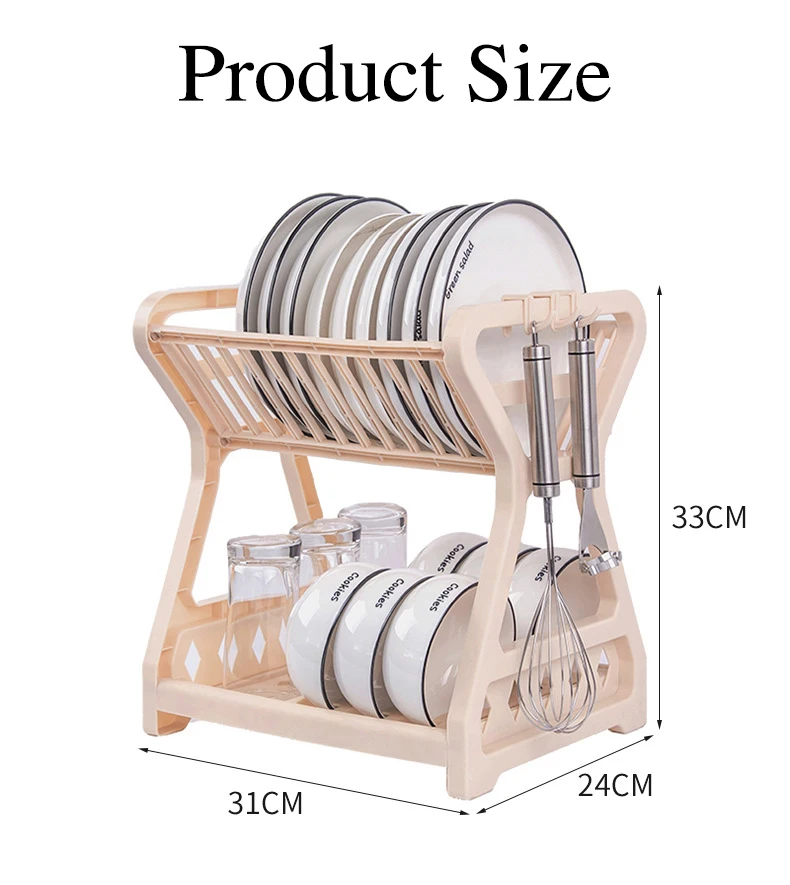 kitchen table desktop 2 Tier over the sink ktableware dish bowl drain Drying storage rack