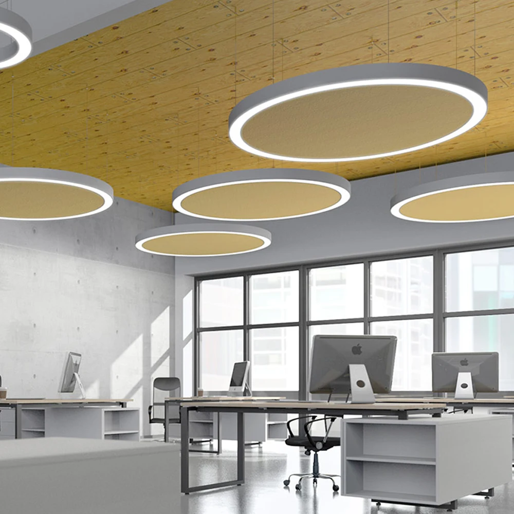 Triac dimmable/DALI dimmable acoustic circular shape pendant light for office