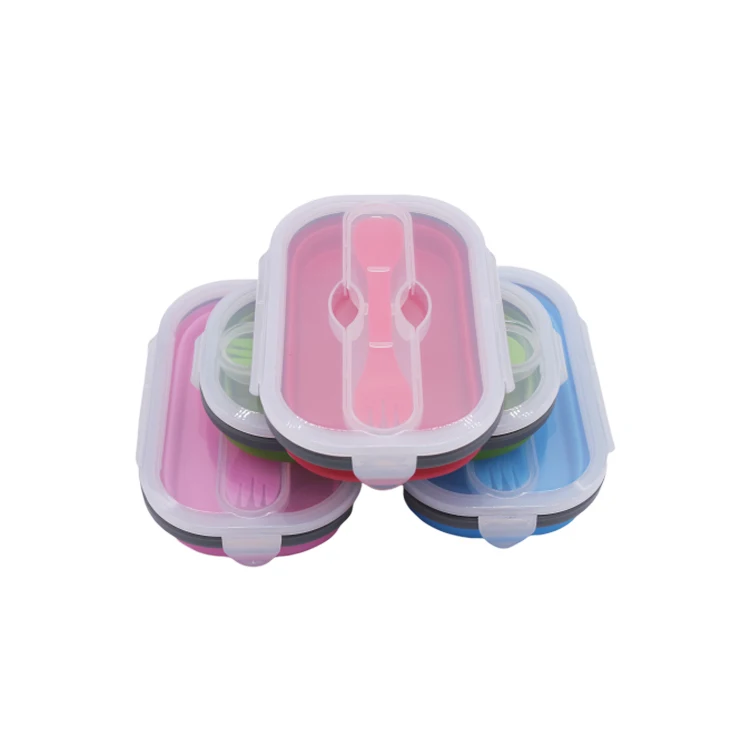 
High Quality Food Grade Foldable Folding Silicone Lunch Box Sets Food Grade Sell Like Hot Cakes Foldable 