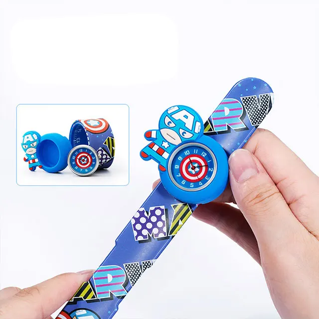 Wholesale cheap toy cartoon silicon wrist watch kids watches cartoon slap band children watch