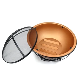 Outdoor Furniture Indoor Round Portable Charcoal Grill Metal Fire Pit With Black Iron Stand