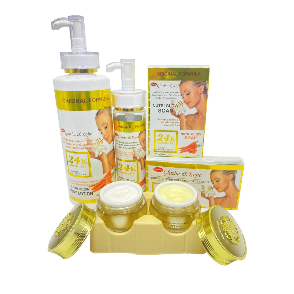 Отбеливающий лосьон для тела 24KGold Gluta & Kojic молочный увлажняющий антиоксидант антивозрастной семейного размера 500