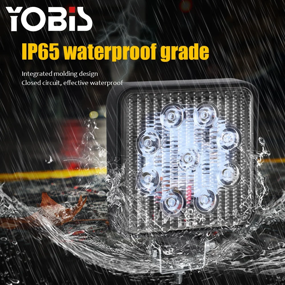  Светодиодная рабочая лампа 27 Вт квадратная круглая водонепроницаемая IP65 9 светодиодов 20 мм 28 12 В 9-36 в светодиодная автомобильная система освещения для грузовиков внедорожников