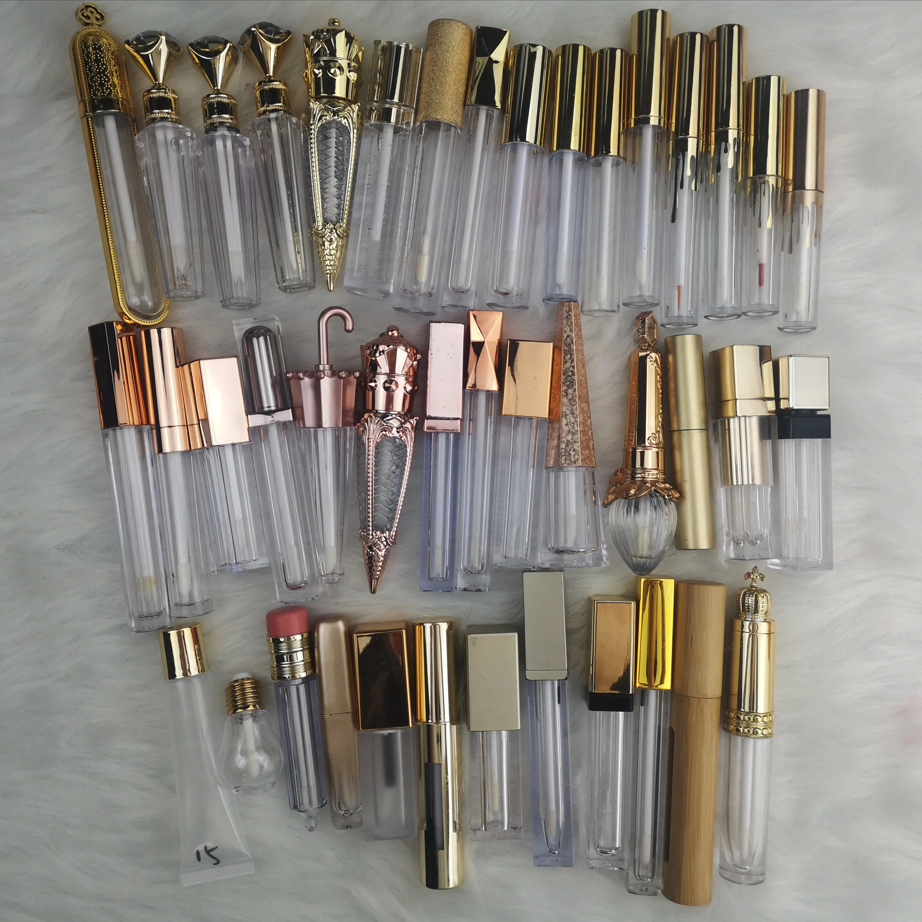
wholesale 5ML Rose Gold Plastic Liquid Lipstick Tube Cosmetic Packaging Square Empty Lipgloss Container Lipgloss Tube 