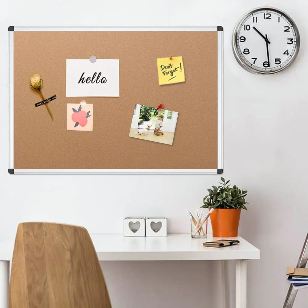36 X 24 Inches Cork Board Bulletin Board Wall-Mounted Aluminum Framed Notice Board Double Sided Corkboard
